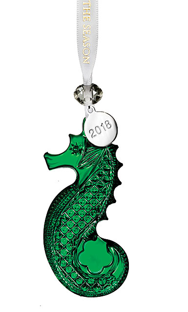 Waterford 2018 Seahorse Ornament, Green
