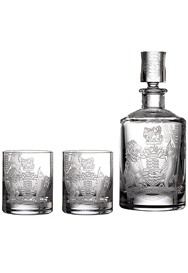 Waterford Crystal Master Craft Crest Whiskey Decanter and Set of 4 Tumblers, Limited Edition