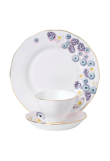 Royal Albert Alpha Foodie 3-Piece Set, Teacup Saucer and Plate Pink