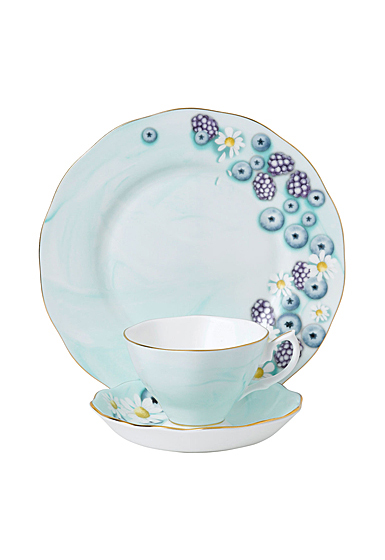 Royal Albert Alpha Foodie 3-Piece Set, Teacup, Saucer and Plate Turquoise
