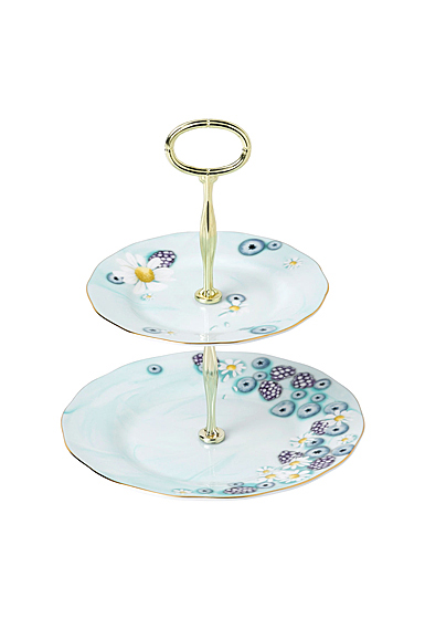Royal Albert Alpha Foodie Cake Stand Two Tier Turquoise