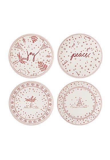 ED Ellen DeGeneres By Royal Doulton Holiday Accent Plate 8" Set of 4