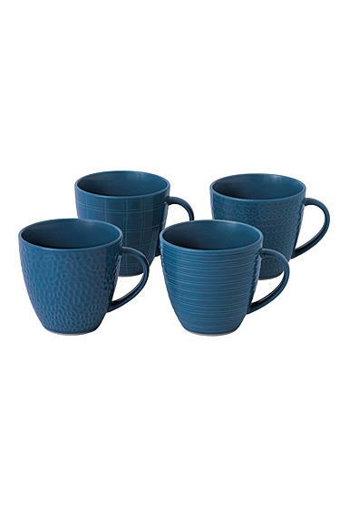 Royal Doulton Gordon Ramsay Maze Grill Mug Blue 12.6 Oz Set of 4 Mixed