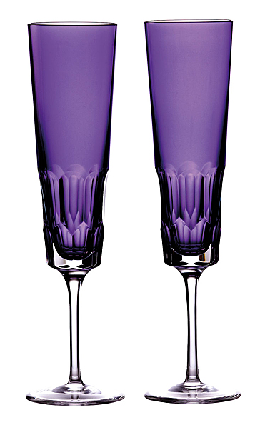 Waterford Crystal Jeff Leatham Icon Amethyst Flute Pair