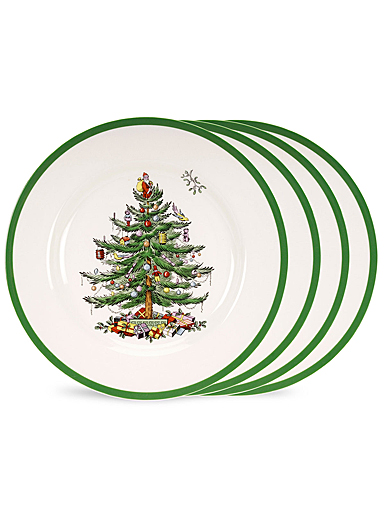 Spode Christmas Tree Set of 4 Salad Plates, Gift Boxed