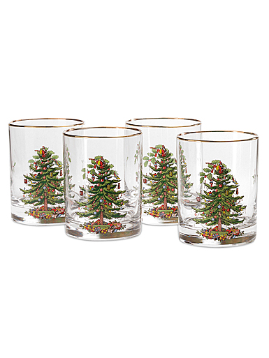Spode Christmas Tree Glassware Set Of 4 Double Old Fashioned Glasses