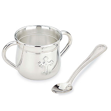 Reed & Barton Abbey Double-Handle Baby Cup & Feeding Spoon Set