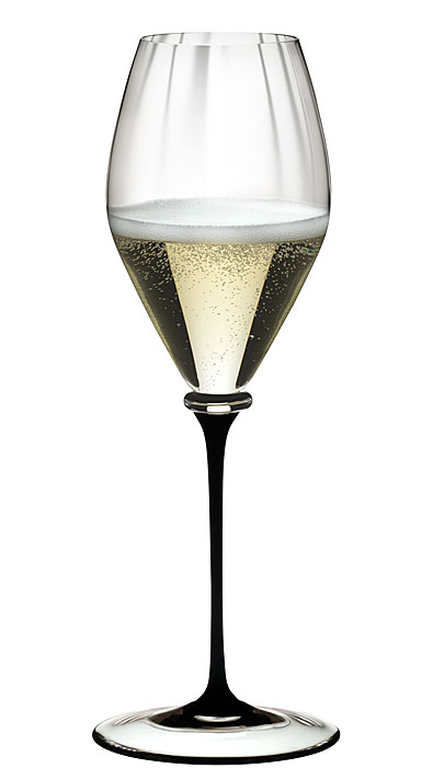 Riedel Fatto A Mano Performance Champagne, Black Stem, Clear Base Glass, Single
