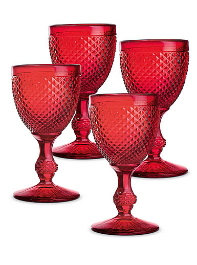 Vista Alegre Glass Bicos Red Set with 4 Water Goblets Red