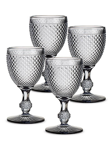 Vista Alegre Glass Bicos Grey Set with 4 Water Goblets Grey
