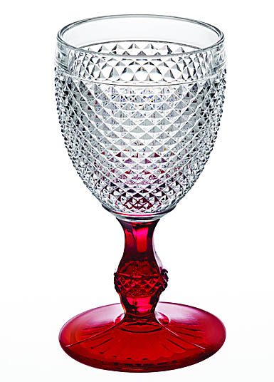Vista Alegre Glass Bicos Bicolor Goblet with Red Stem