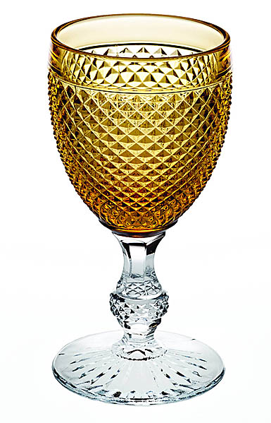 Vista Alegre Glass Bicos Bicolor Goblet with Amber Top, Pair