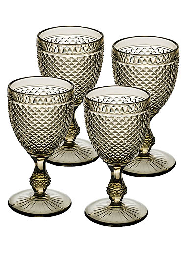Vista Alegre Glass Bicos Brown Set with 4 Water Goblets Brown
