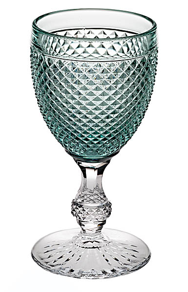 Vista Alegre Glass Bicos Bicolor Goblet With Mint Top, Set of 4