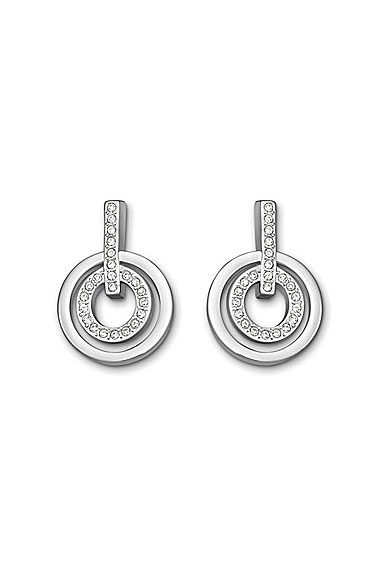 Swarovski Rhodium and Crystal Circle Pierced Earrings