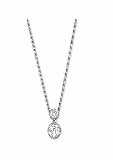 Swarovski Vanita Crystal and Rhodium Oval Pendant Necklace