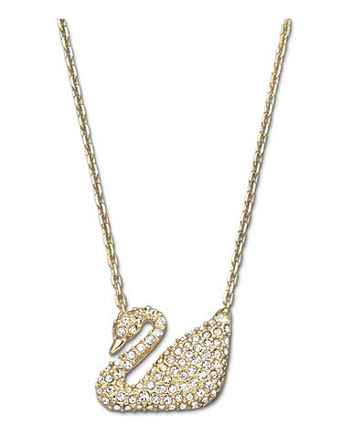 Swarovski Swan Pendant Necklace, Crystal and Gold