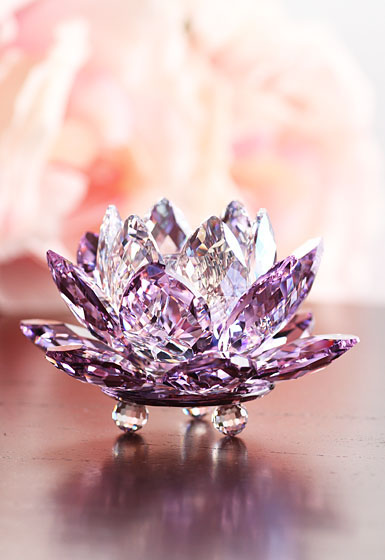 Swarovski Crystal Paradise Waterlily Crystal Candleholder Violet