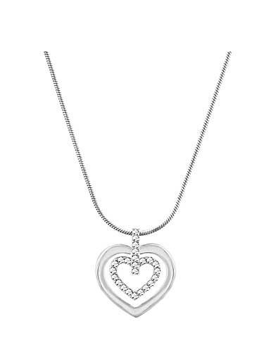 Swarovski Circle Heart Crystal and Rhodium Pendant Necklace