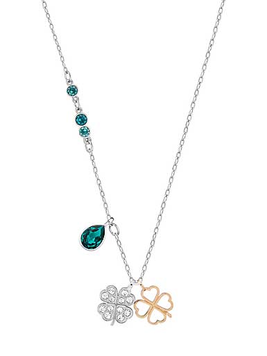 Swarovski Miranda Kerr Crystal and Emerald Duo Clover Pendant Necklace, Small
