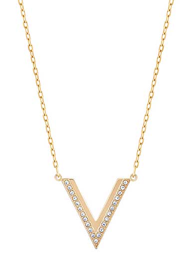 Swarovski Crystal and Rose Gold Delta Pendant Necklace