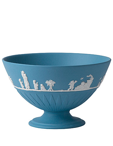 Wedgwood Jasper Classic Footed Bowl, White on Pale Blue