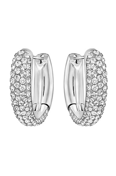 Swarovski Crystal and Rhodium Circlet Hoop Earrings