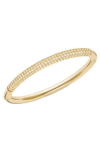 Swarovski Stone Mini Shiny Gold Bangle Bracelet, Large