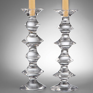 Nambe Crystal Motus Candlesticks, Pair