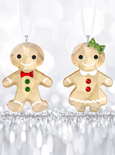 Swarovski Gingerbread Couple Ornament Set