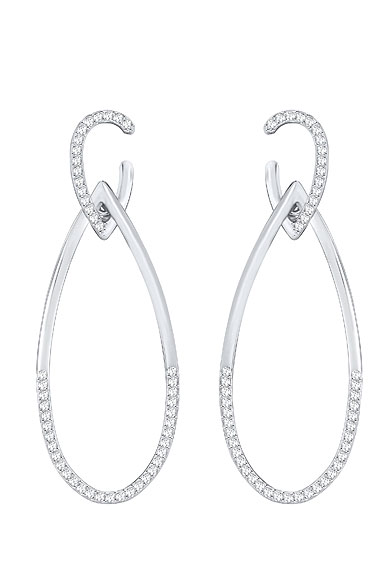Swarovski Humming Pierced Crystal Rhodium Earrings, Pair