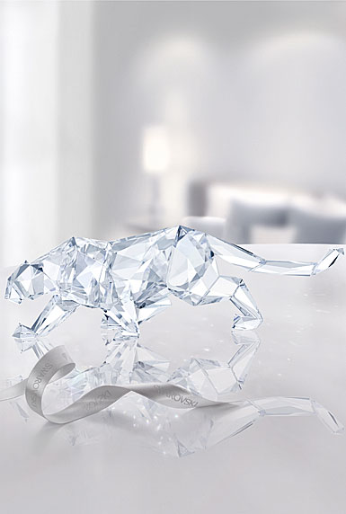 Swarovski Crystal, Leopard Sculpture By Arran Gregory, Crystal