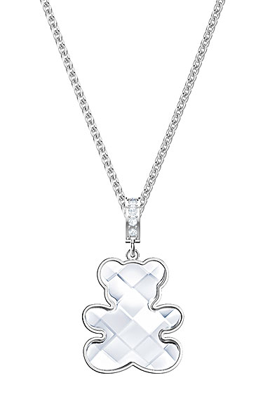 Swarovski Teddy Bear Crystal and Rhodium Pendant Necklace
