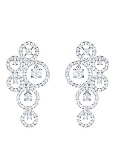Swarovski Creativity Crystal and Rhodium Pierced Earrings Pair