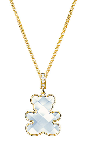 Swarovski Teddy Bear Small Crystal and Gold Pendant Necklace