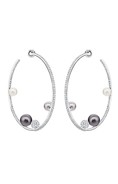 Swarovski Rhodium and Multi Canopy Hoop Pierced Earrings