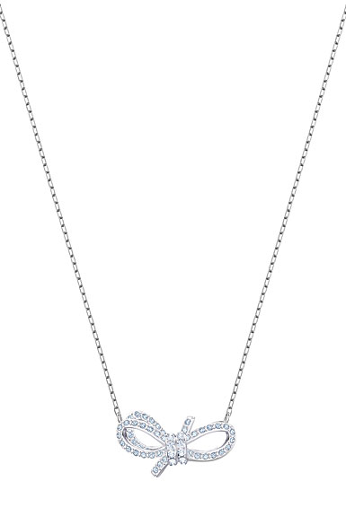 Swarovski Lifelong Bow Necklace, White, Rhodium