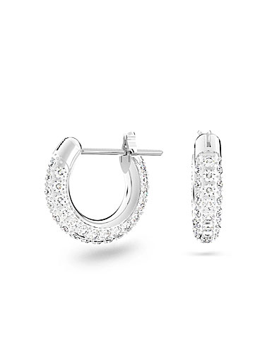 Swarovski Stone Pierced Earrings, White, Rhodium