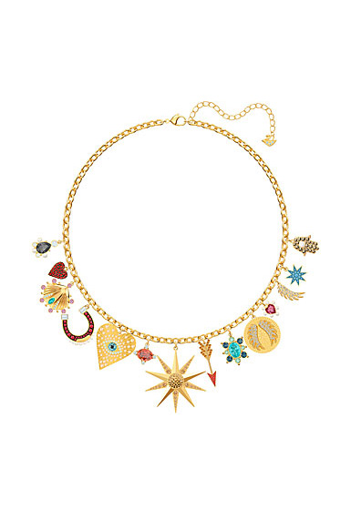 Swarovski Jewelry, Lucky Goddess Necklace Charms Multi Colored Gold