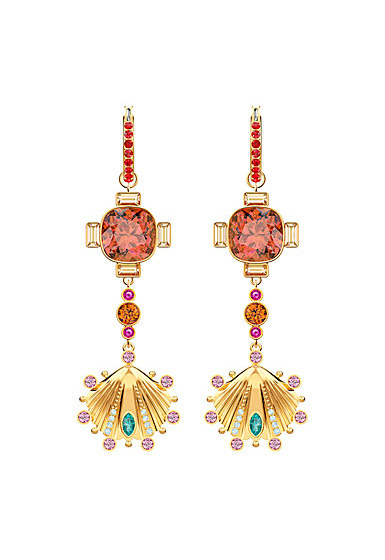 Swarovski Jewelry, Lucky Goddess Pierced Earrings Shell Multi Colored Gold