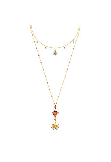 Swarovski Jewelry, Lucky Goddess Necklace Double Multi Colored Gold