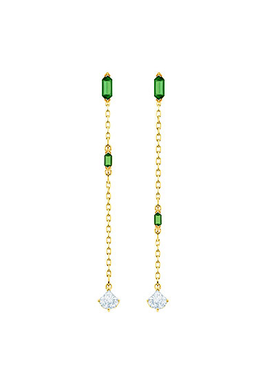 Swarovski Jewelry, Oz Pierced Earrings Chain Crystal Gold
