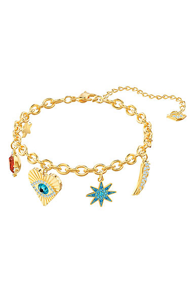 Swarovski Jewelry, Lucky Goddess Bracelet Charms Multi Colored Gold Medium