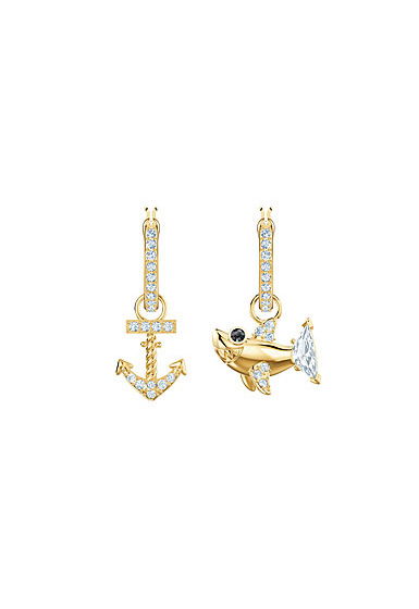 Swarovski Jewelry, Ocean Pierced Earrings Hoop Crystal Gold
