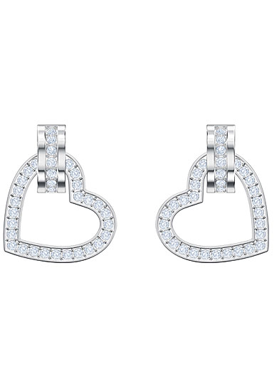 Swarovski Jewelry, Lovely Pierced Earrings Small Crystal Rhodium Silver