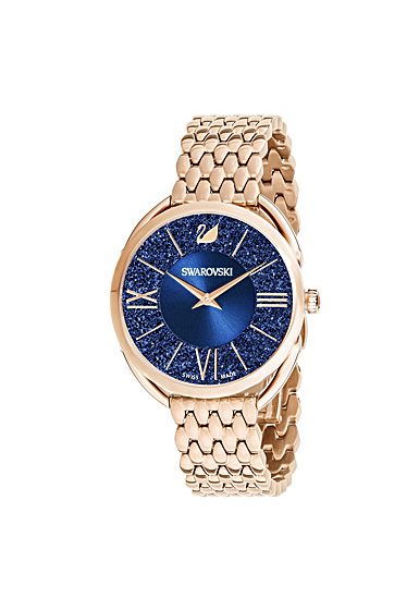 Swarovski Crystalline Glam Watch, Metal Bracelet, Blue, Rose Gold