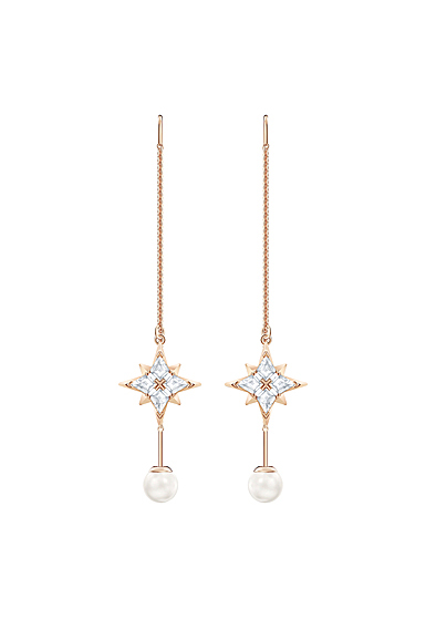 Swarovski Symbolic Chain Pierced Earrings, White, Rose Gold