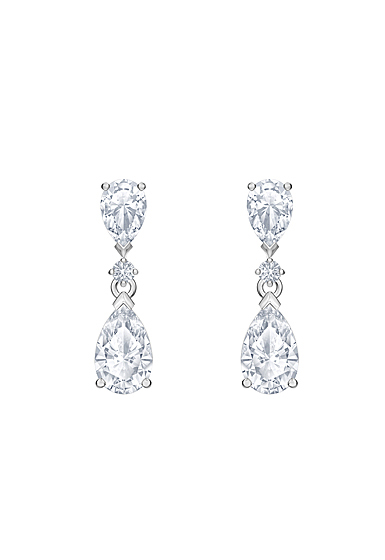 Swarovski Rhodium Silver and Crystal Palace Drop Pierced Earrings 