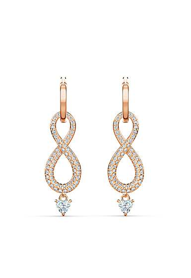 Swarovski Infinity Pierced Earrings Crystal Rose Gold