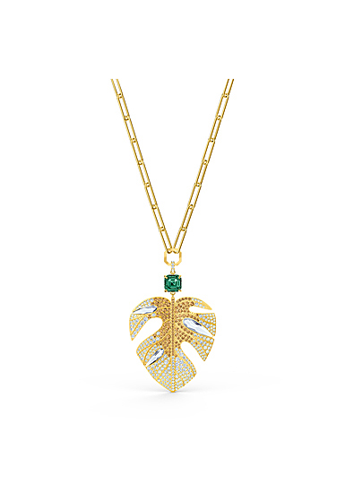 Swarovski Gold and Multi Tropical Leaf Pendant Necklace